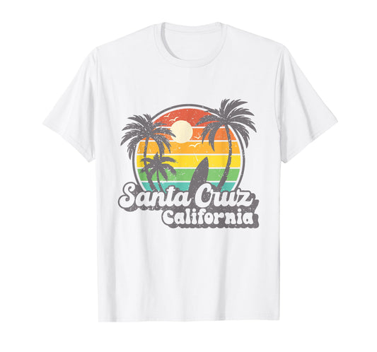 Retro Vintage Surfing & Skateboard Graphic Design Santa Cruz T-Shirt
