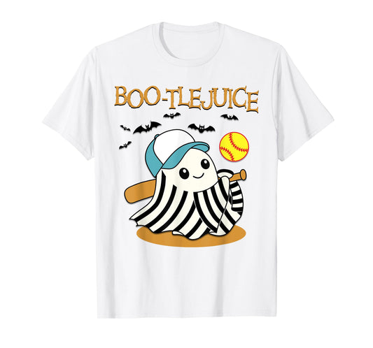 Boo-tlejuice Ghost Playing Softball Mom Girls Halloween T-Shirt