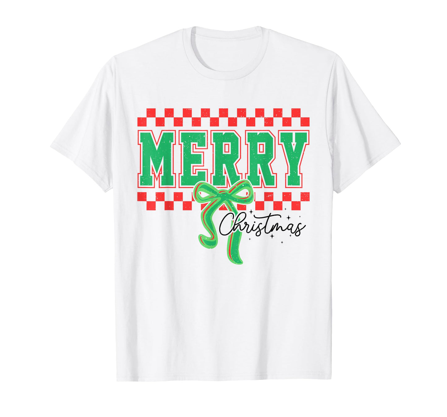 Coquette Merry Christmas Checkered Xmas Holiday Women Kids T-Shirt