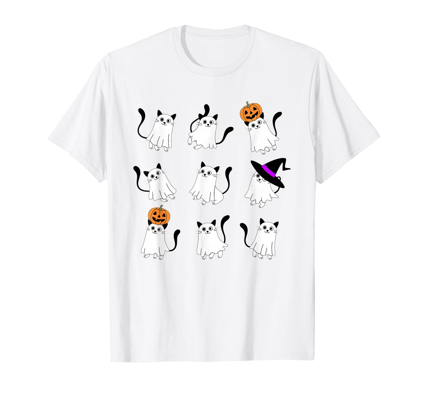 Cute Ghost Cat Funny Halloween Outfit Costumes Black Cat T-Shirt