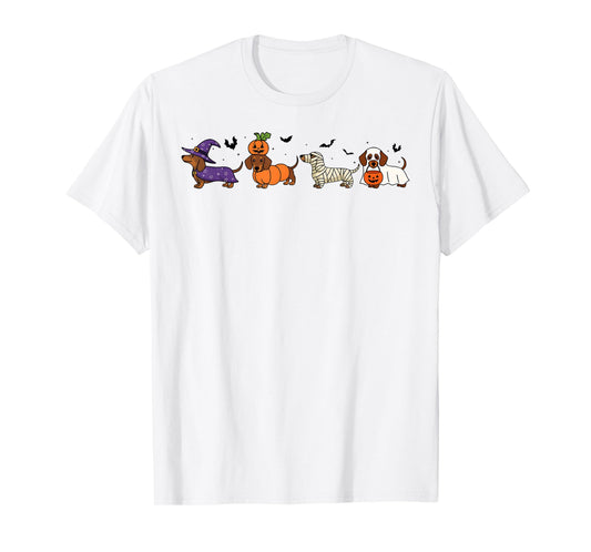 Dachshund Halloween Wiener Dog Pumpkin Weenie Witch T-Shirt