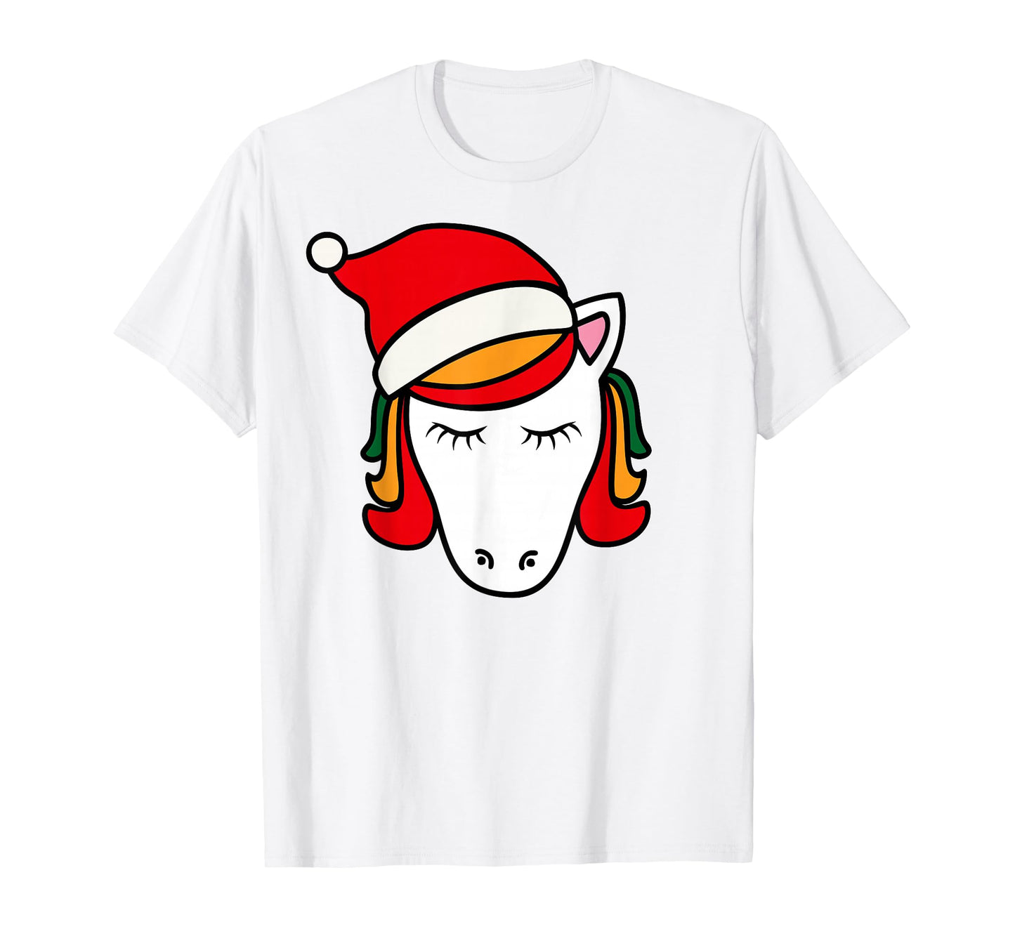 Unicorn with Santa Hat Cute Christmas Costume T-Shirt