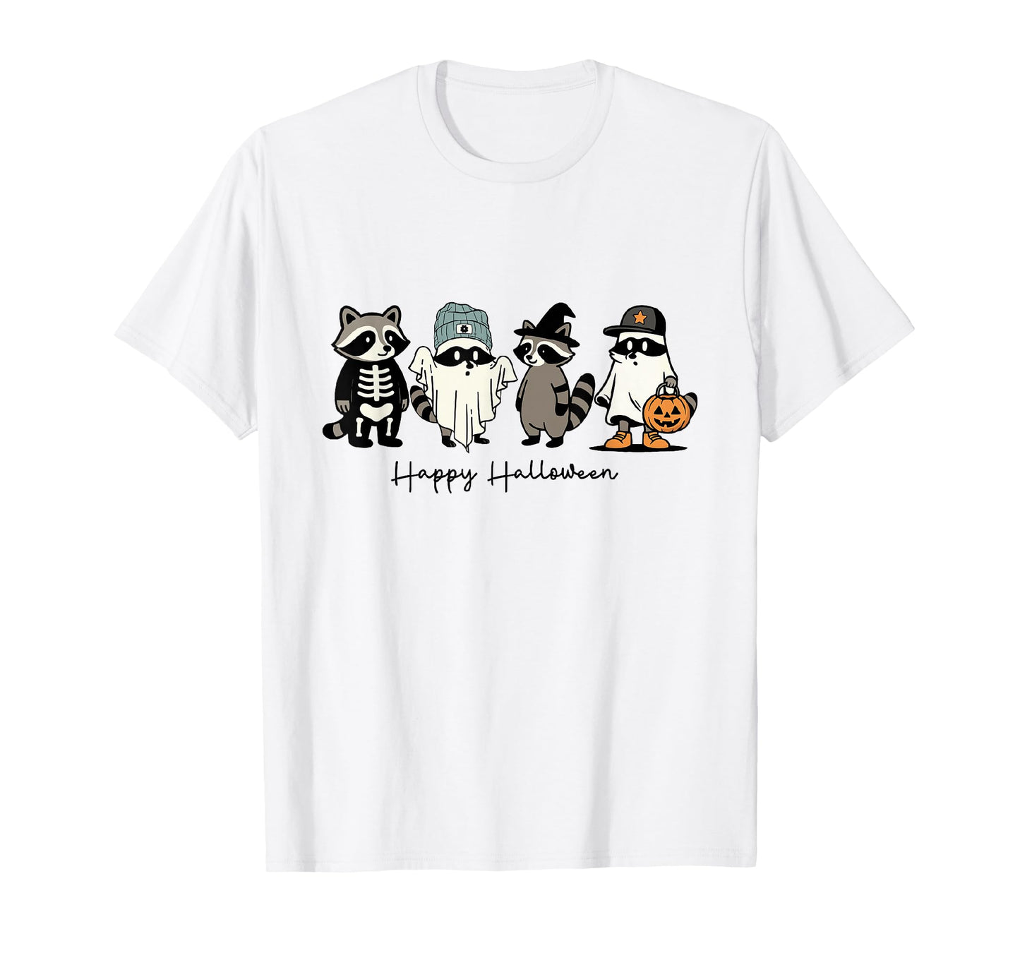 Happy Halloween Raccoon Ghost Raccoon Witch Trash Panda Meme T-Shirt