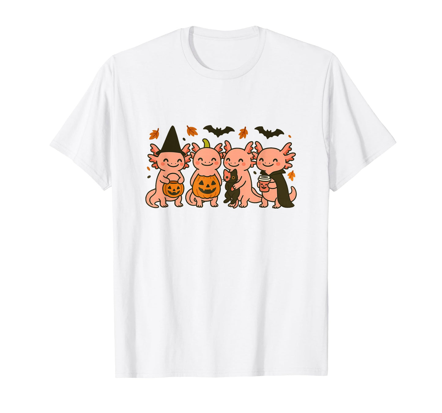 Fall Axolotl Halloween Witch Axolotl Trick or Treat Pumpkin T-Shirt