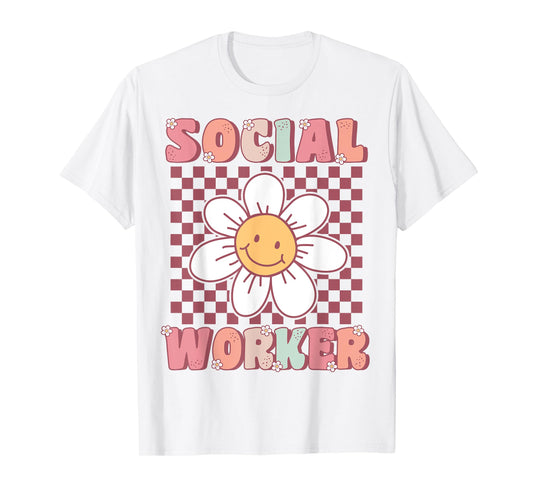 Groovy Social Worker Cute Daisy Flower Retro Social Worker T-Shirt
