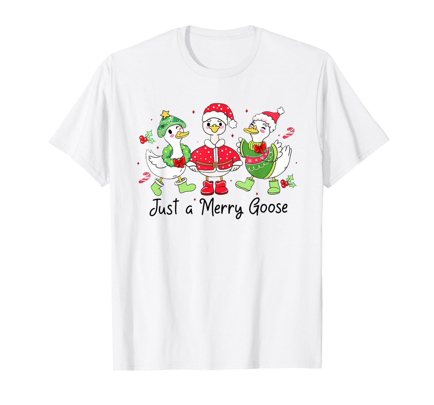 Retro Just A Merry Goose Funny Cute Goose Lovers Merry Xmas T-Shirt