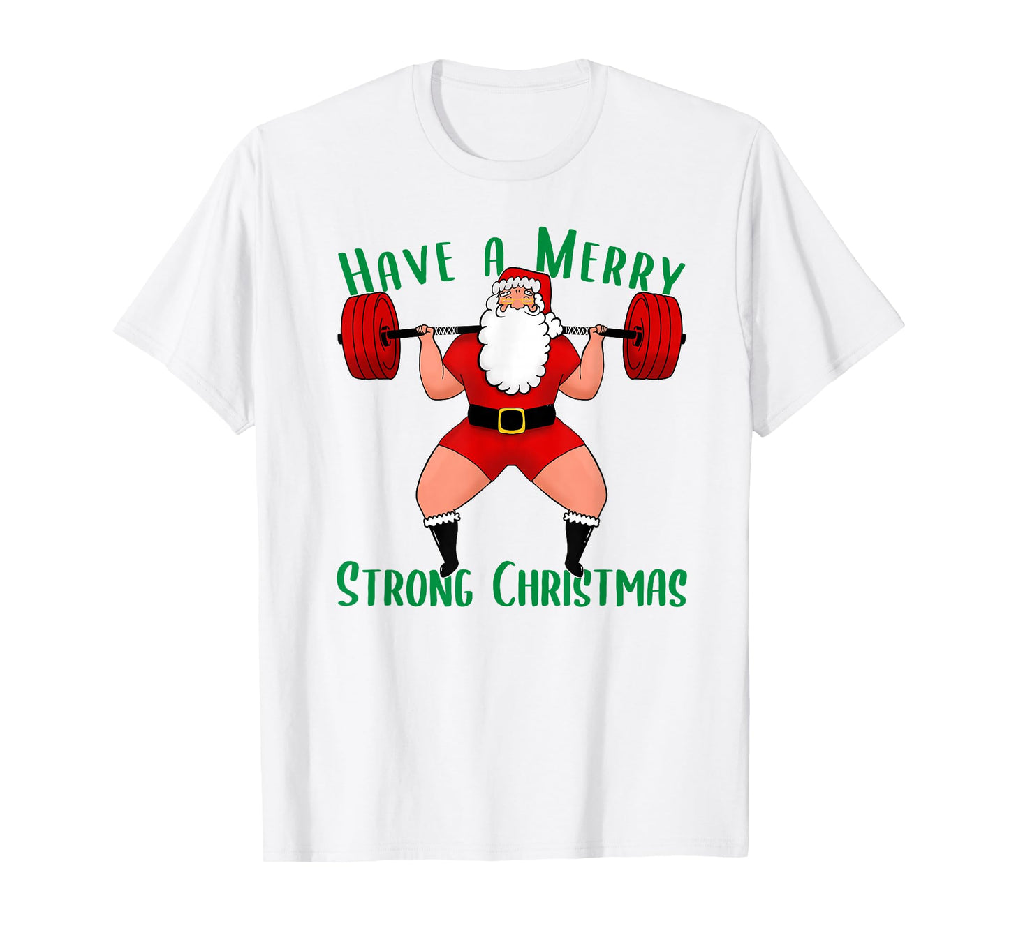 Training Squats with Santa for a Strong Christmas Lifting T-Shirt