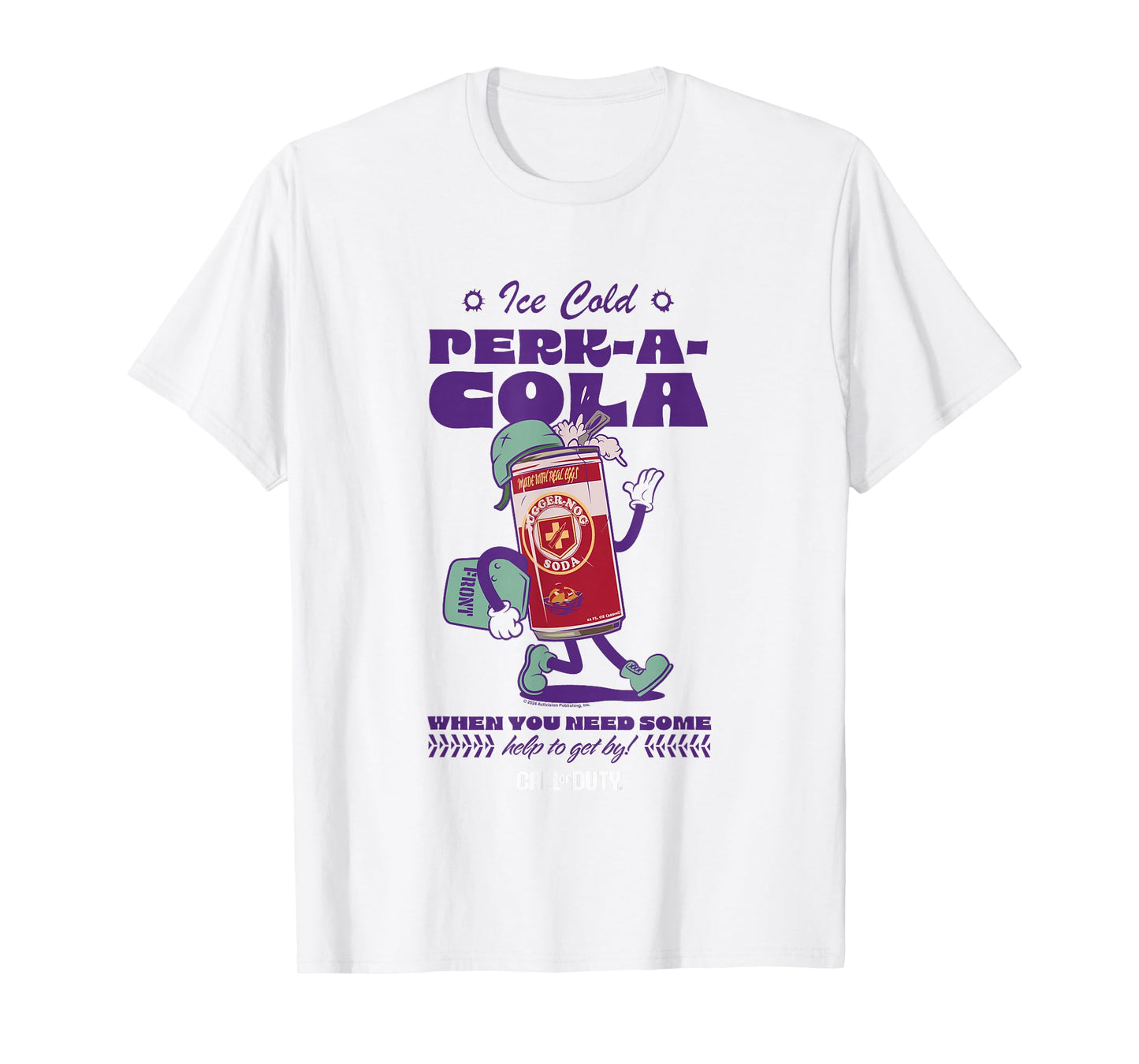 Call Of Duty I Cold Perk -A- Cola Retro T-Shirt - Unisex - Blue - Small - Short Sleeve - Classic Fit - Cotton Blend - Retro Video Game T-Shirt