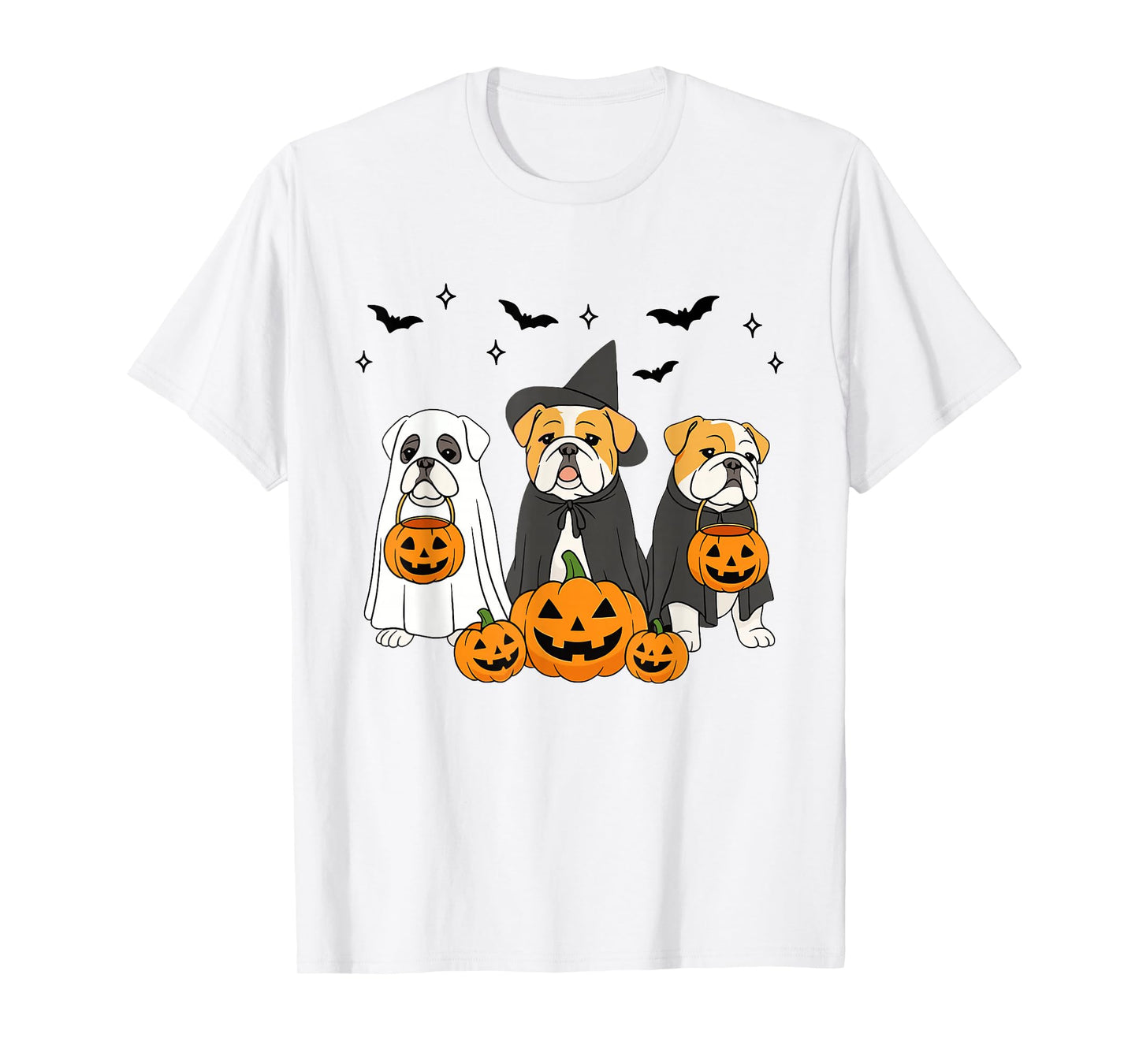 Witch English Bulldog Halloween Ghost Bulldog Dog Mom T-Shirt