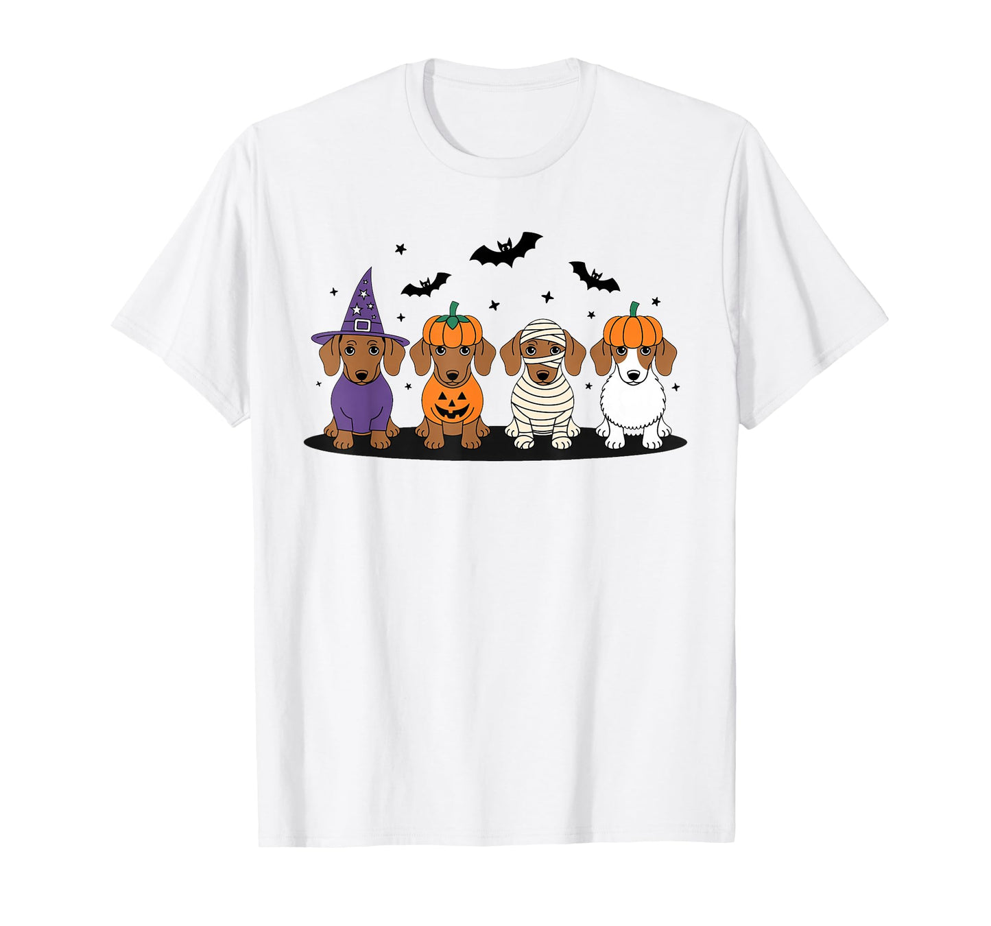 Weiner Dog Witch Happy Halloweenie Cute Halloween Dachshund T-Shirt