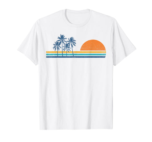 Retro 70s Sunset Palm Trees Vintage Tropical Beach Graphic T-Shirt