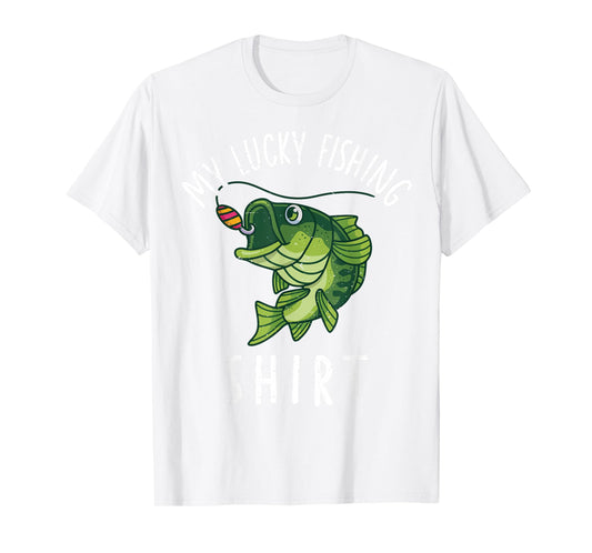 Youth Boy My Lucky Fishing-Shirt Funny Bass Fishing Dad Gift T-Shirt