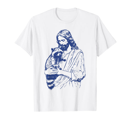 Racoon Lover Trash Panda Christian Jesus Holding A Raccoon T-Shirt