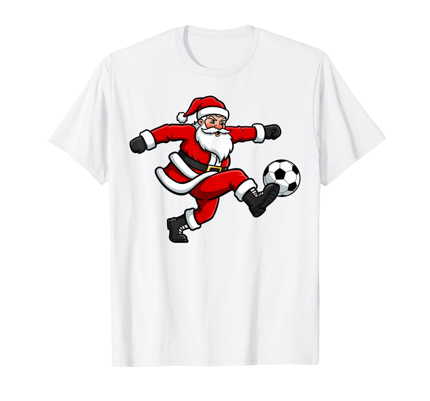 Christmas Soccer Player Cute Santa Xmas Boys Girls Men Kids T-Shirt