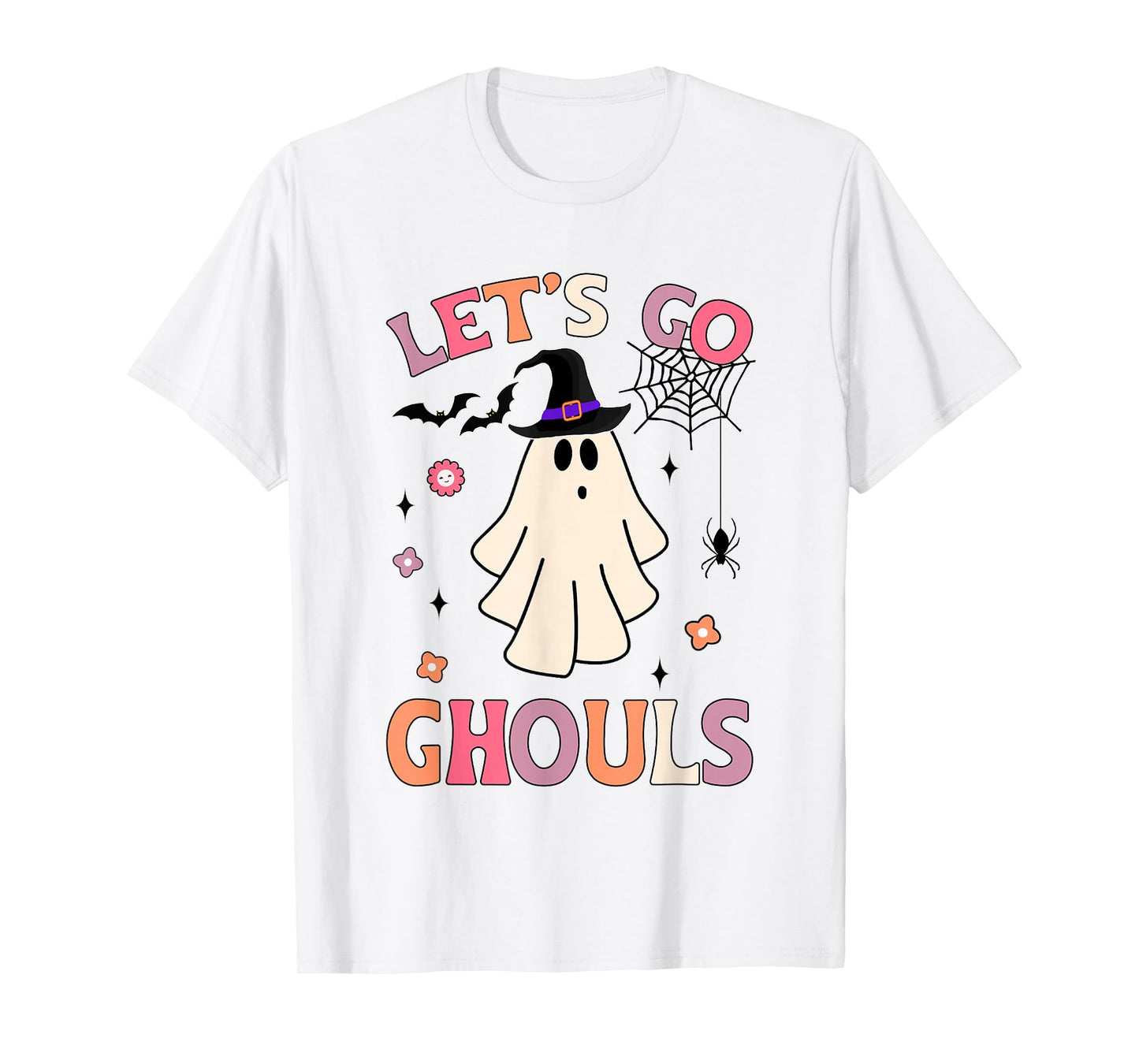 Funny Ghost Spooky Halloween Retro Groovy Let's Go Ghouls T-Shirt