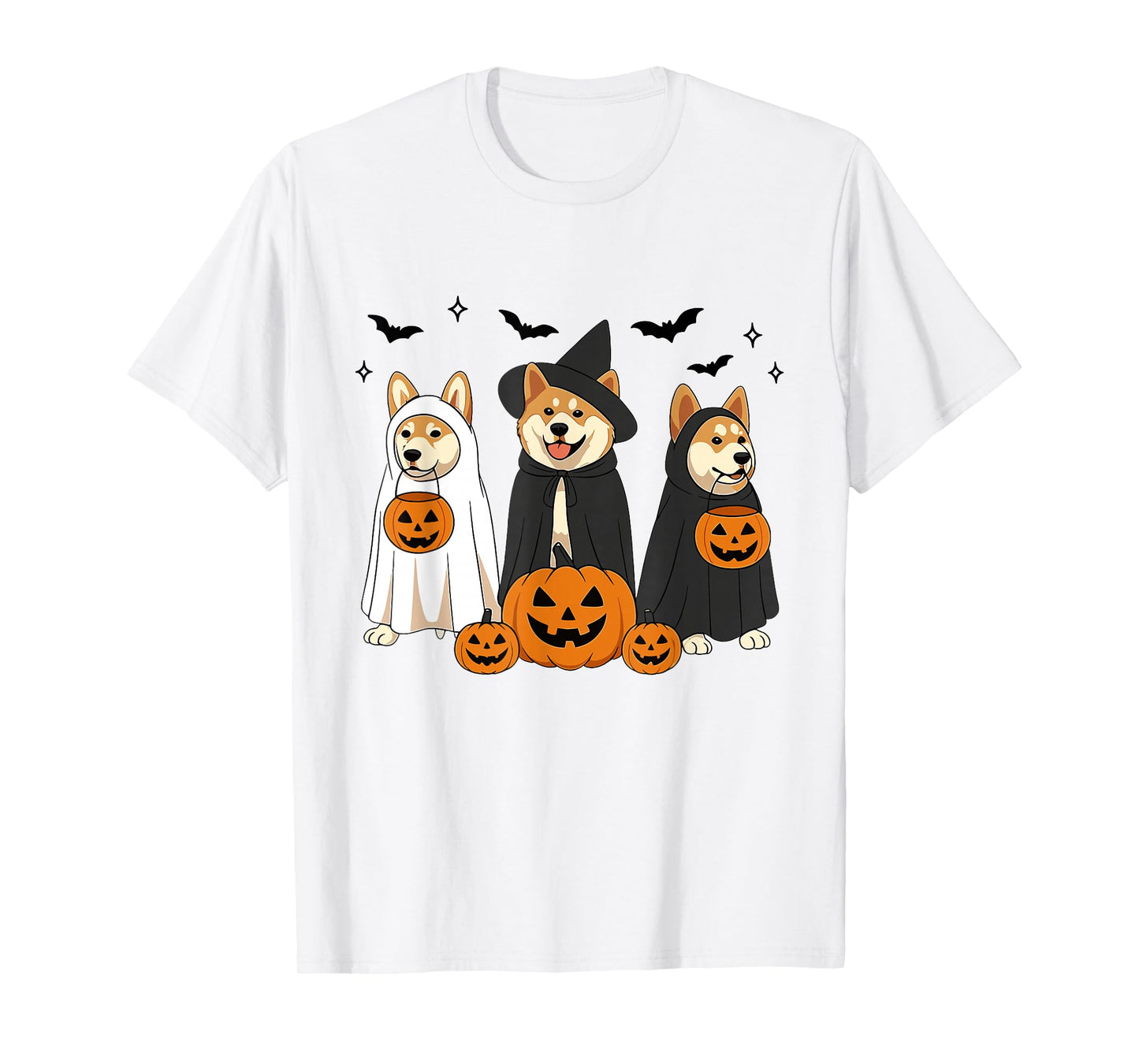 Witch Akita Dog Halloween Ghost Akita Dog Mom Dog Lover T-Shirt