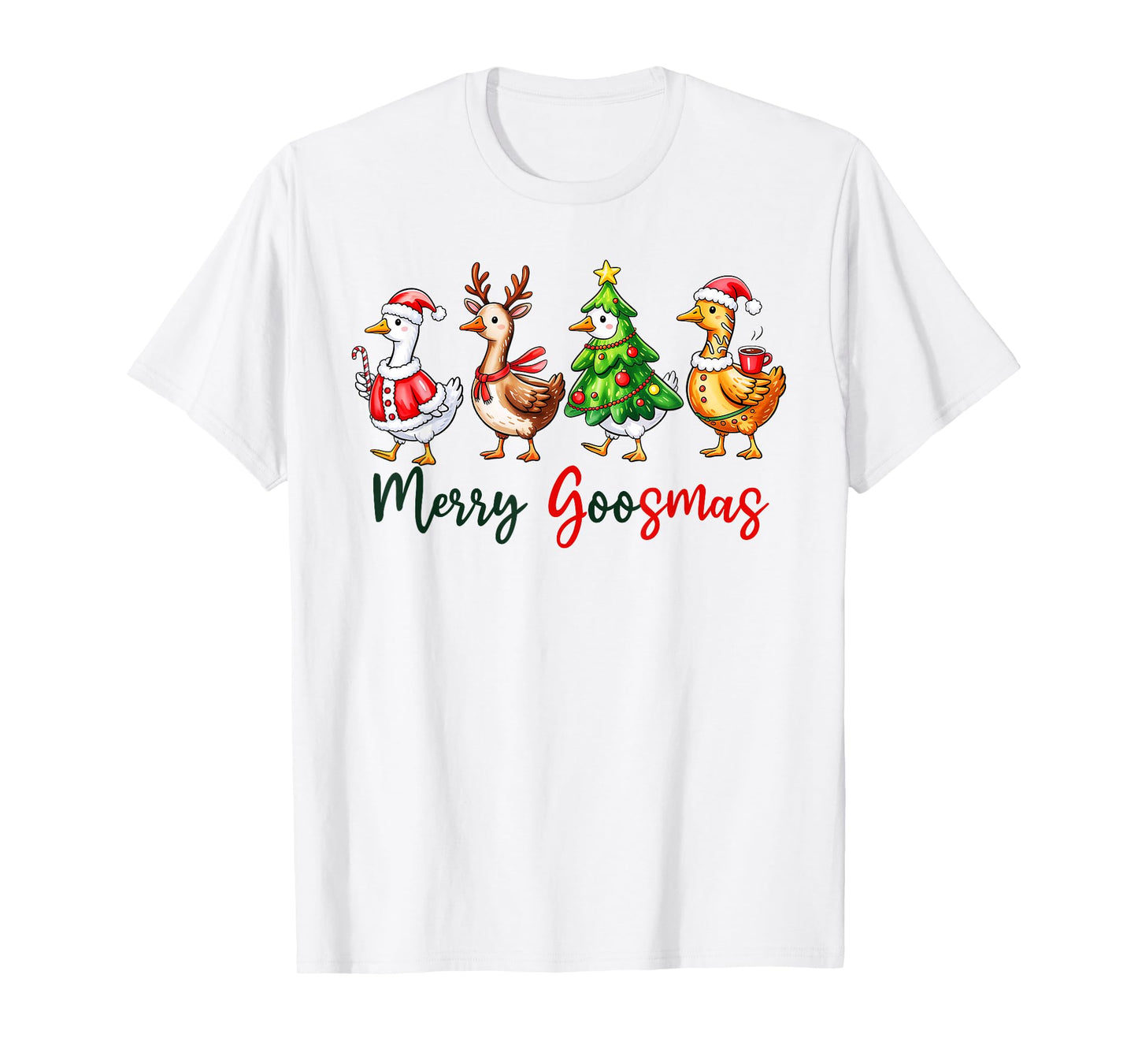 Funny Retro Merry Goosemas Christmas Silly Goose Xmas Lights T-Shirt