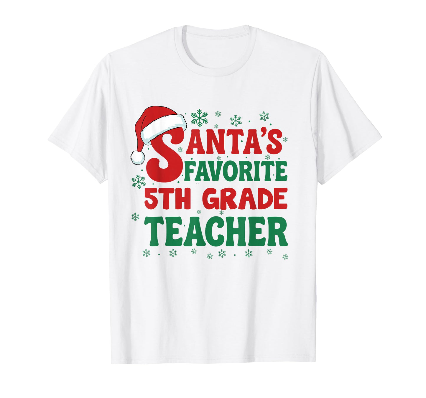 Santa's Favorite 5th Grade Teacher Christmas Holiday Pajama T-Shirt