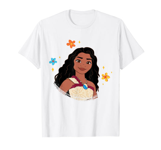 Disney Moana 2 Big Face Moana Tropical Flowers Costume T-Shirt