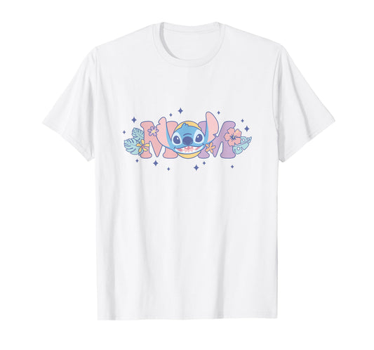 Disney Lilo & Stitch Mom Cute Stitch Floral Pastel Colors T-Shirt