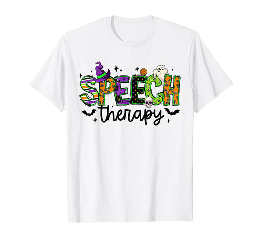 Halloween Speech Therapy Groovy Speech Language Pathologist T-Shirt