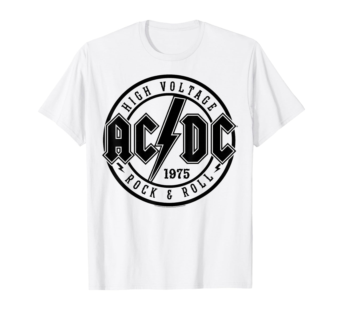 AC/DC Classic White Cotton T-Shirt - Rock & Roll, Adult, Short Sleeve
