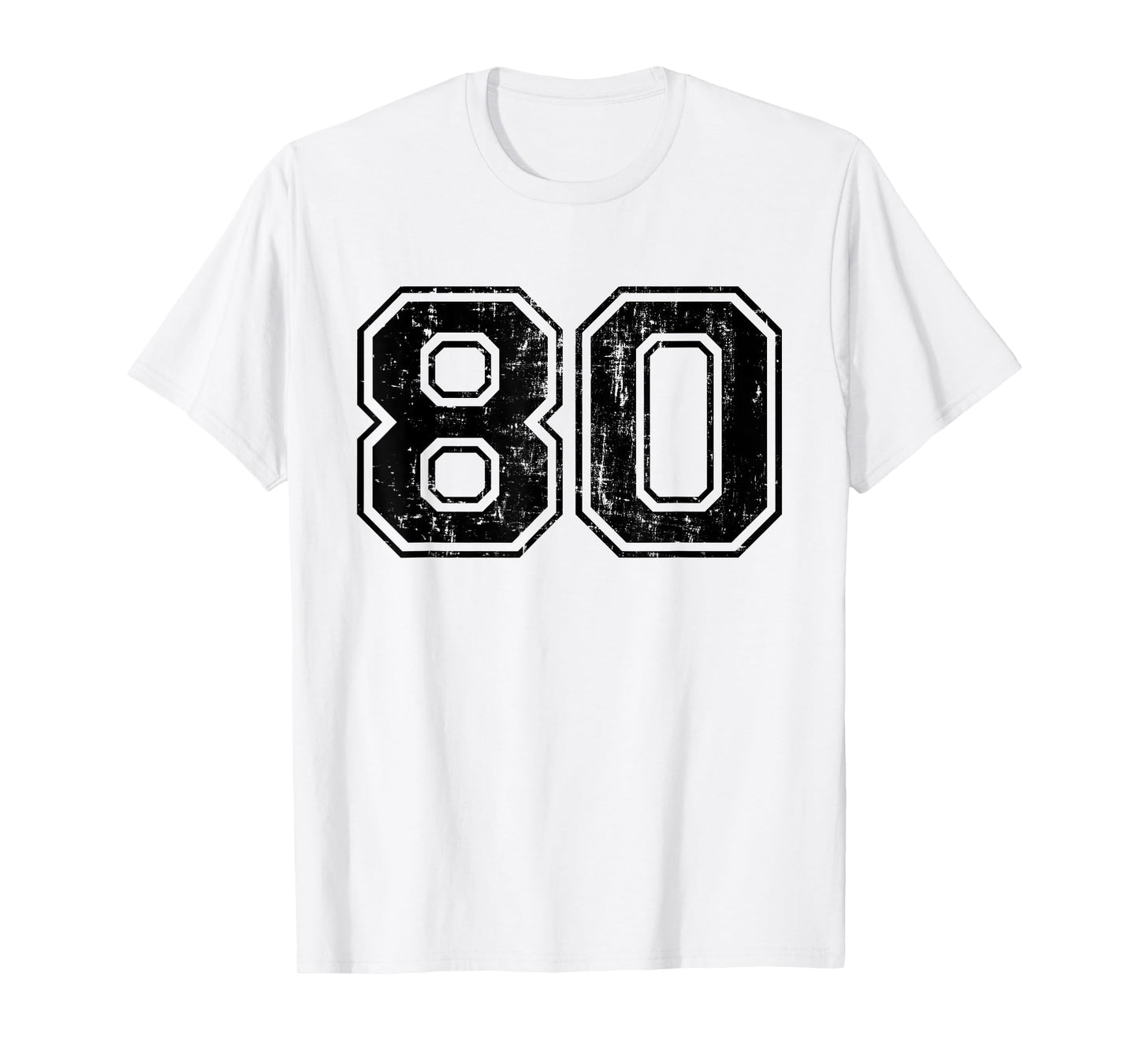 Number 80 Varsity Distressed Vintage Sport Team Player's Fan T-Shirt
