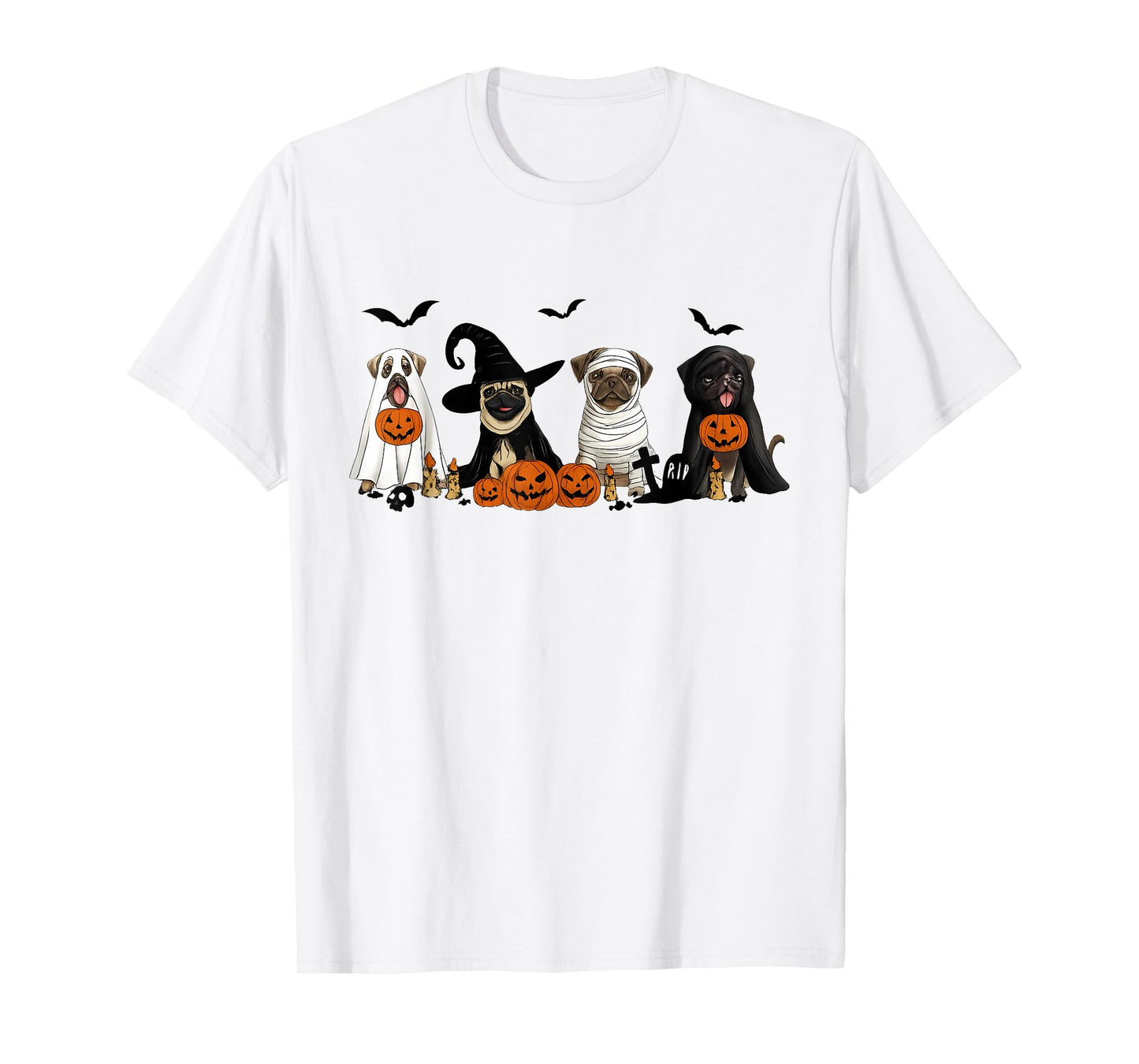 Pugs Dog Lovers - Pug Ghost Pug Witch Pug Halloween Costumes T-Shirt