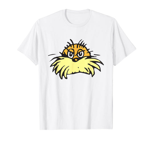 Dr. Seuss The Lorax Face T-Shirt - Unisex, Blue, Small, Short Sleeve, Cotton Blend, Classic Fit, Crew Neck