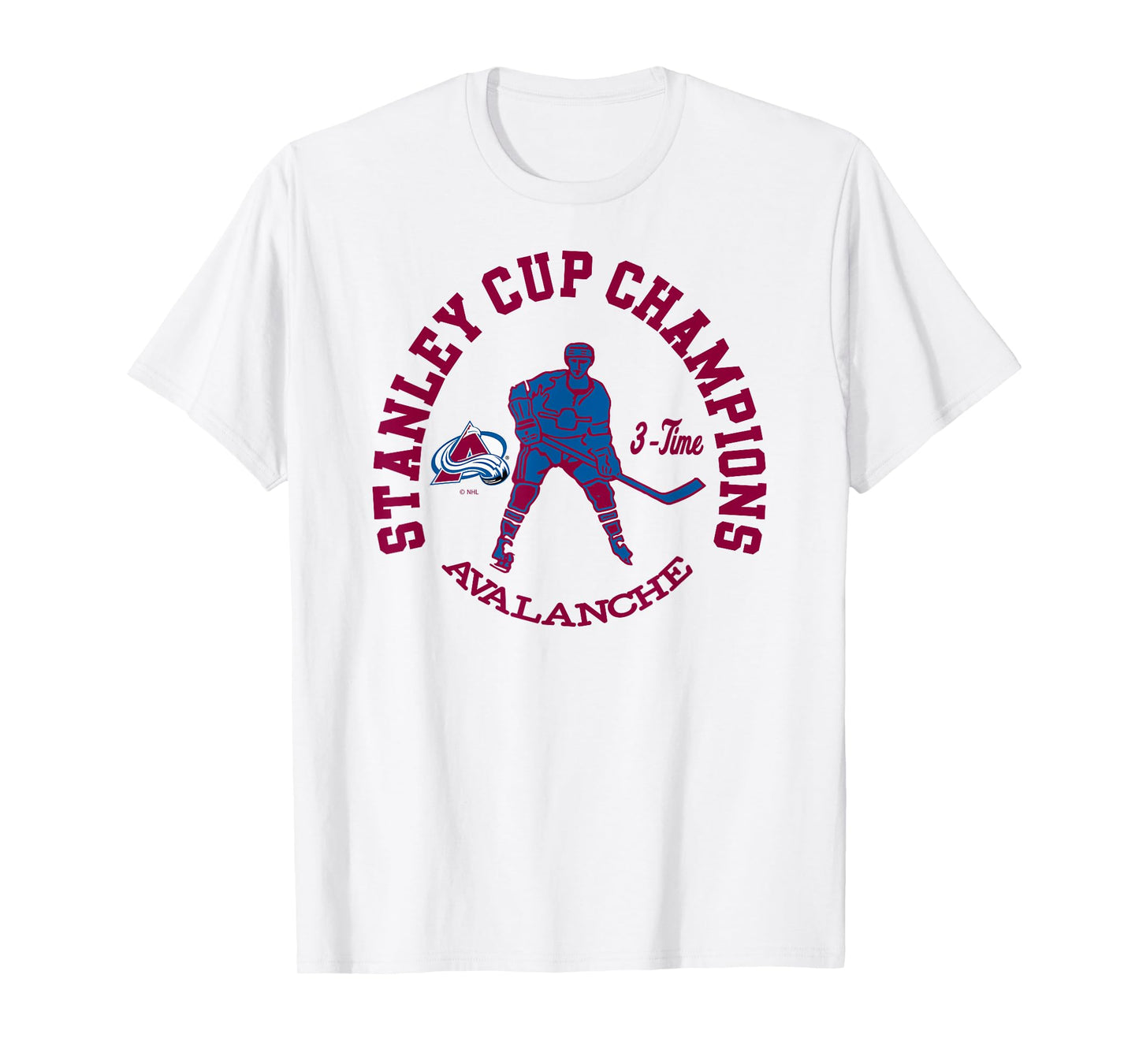 Colorado Avalanche Stanley Cup Champions 3-Time Gray T-Shirt