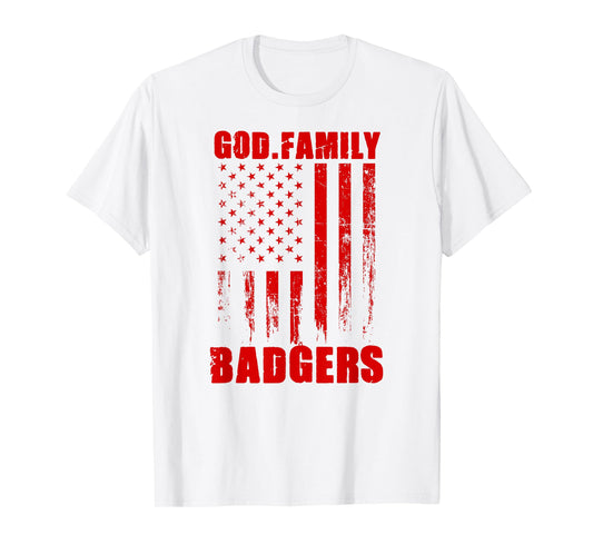 Arkadelphia Badgers God. Family. Vintage USA Flag T-Shirt