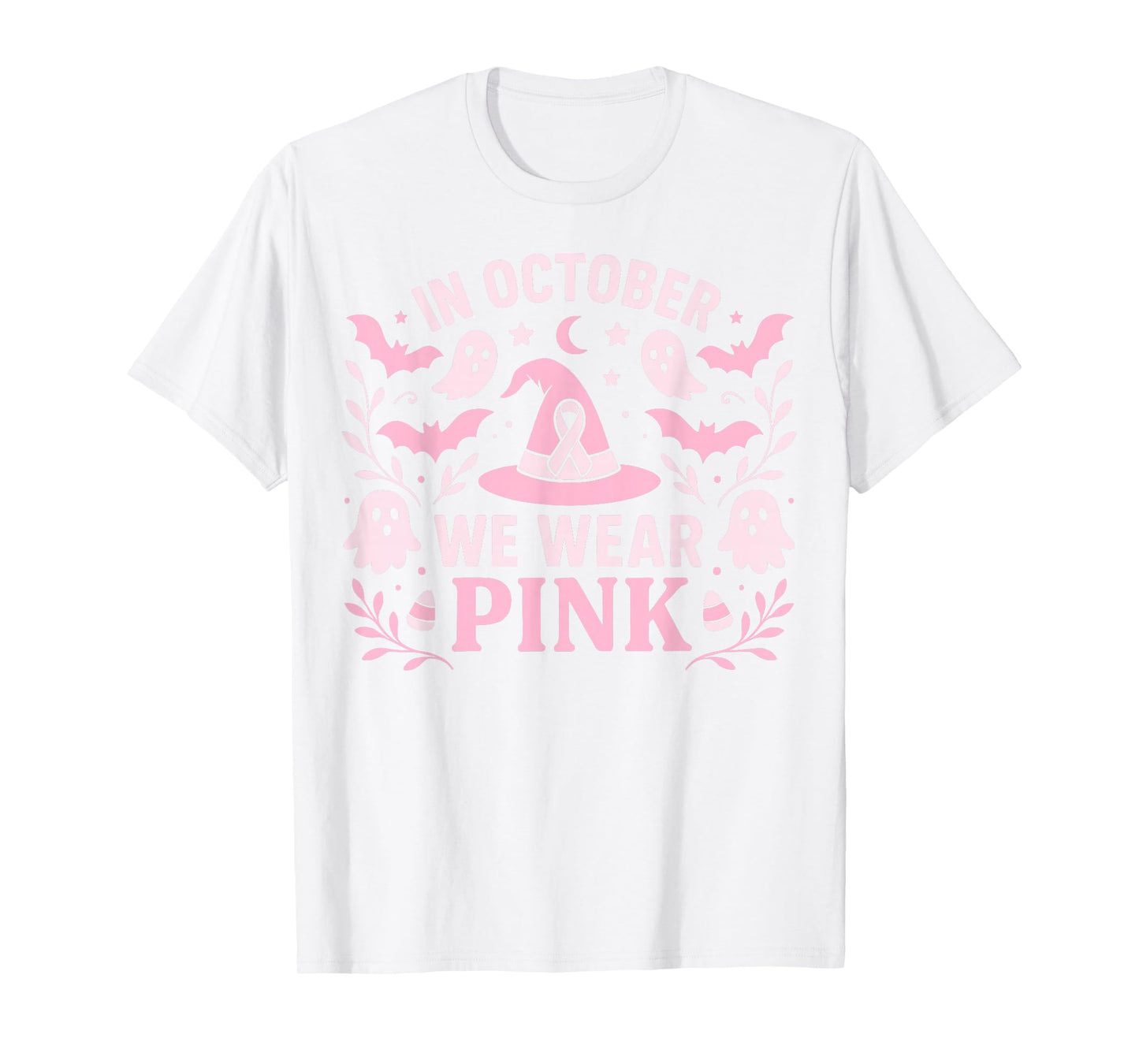 Halloween Breast Cancer Awareness October Wear Pink Witch T-Shirt