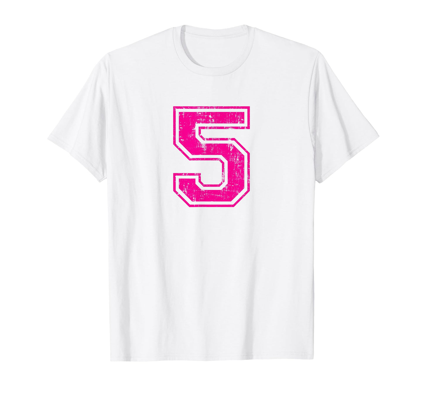 Number 5 Five Varsity Distressed Vintage Sport Team Player's T-Shirt