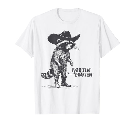 Rootin Tootin Vintage Raccoon Cowboy Cowgirl Trash Panda T-Shirt