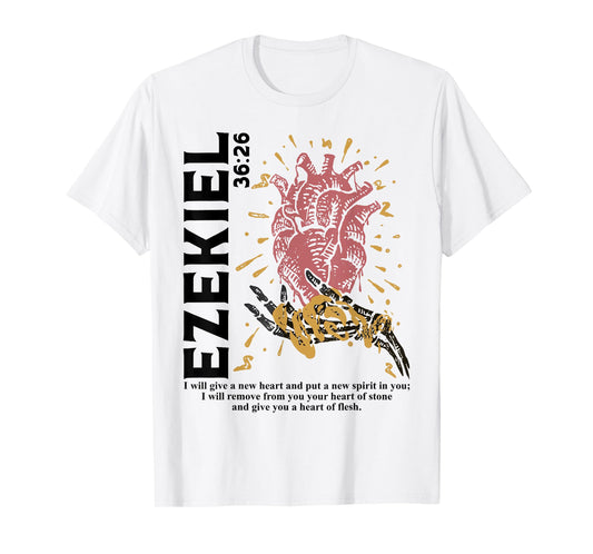 Vintage Ezekiel 36-26 Heart Of Flesh Bible Verse Christian T-Shirt