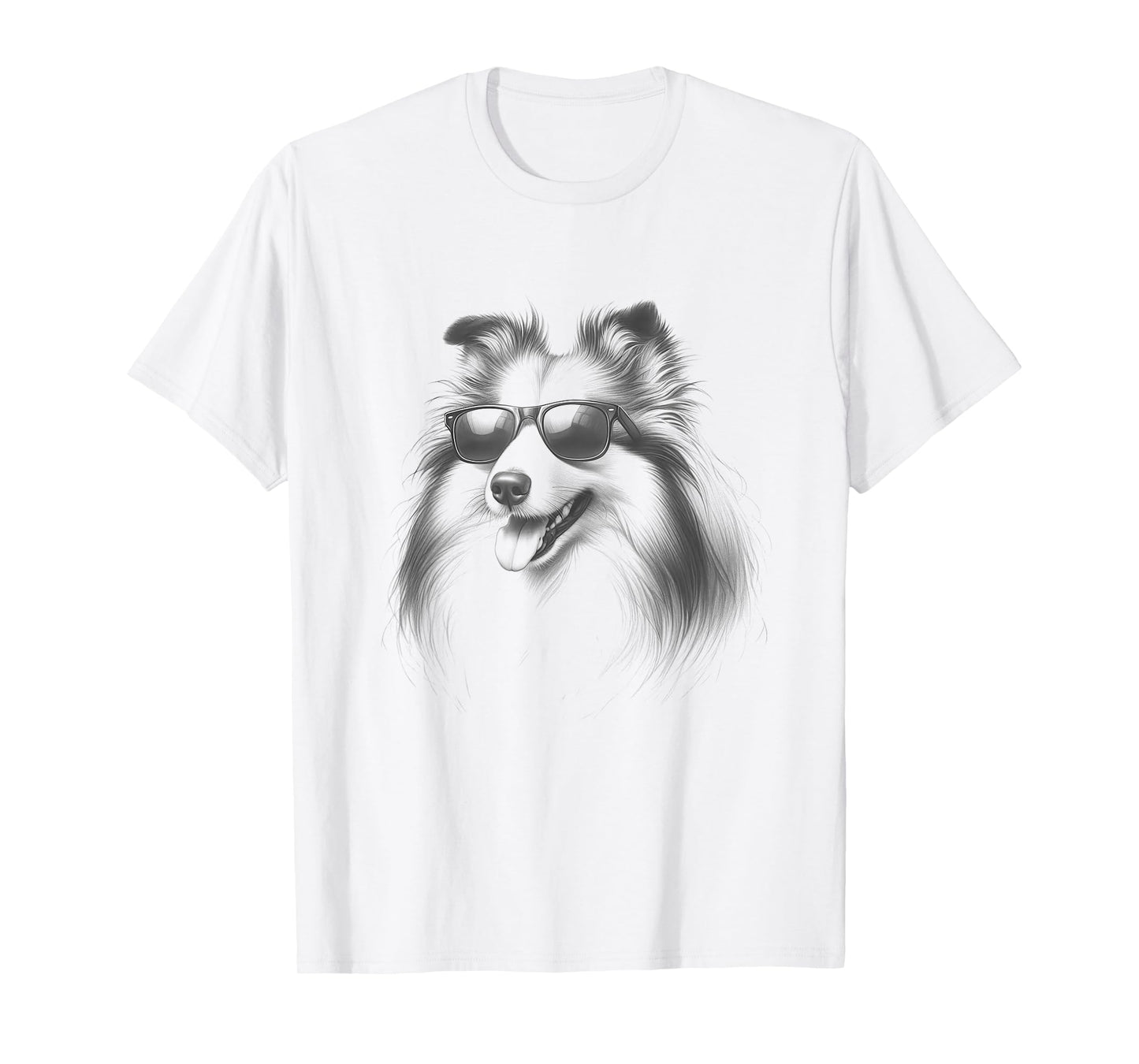 Vintage Shetland Sheepdog with Sunglasses Drawing Sheltie T-Shirt