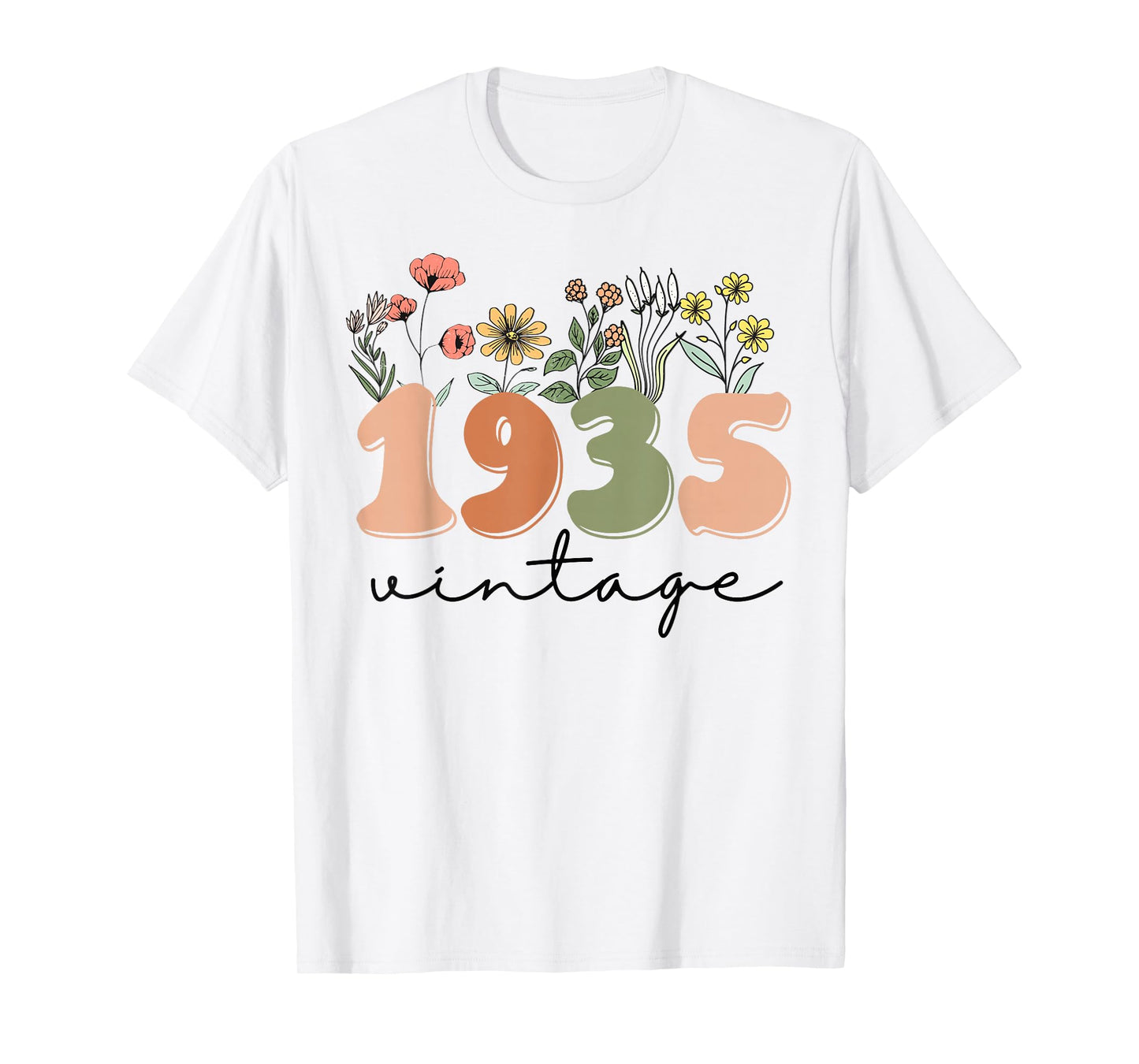 90 Years Old Vintage 1935 90th Birthday Tee Wildflower Women T-Shirt