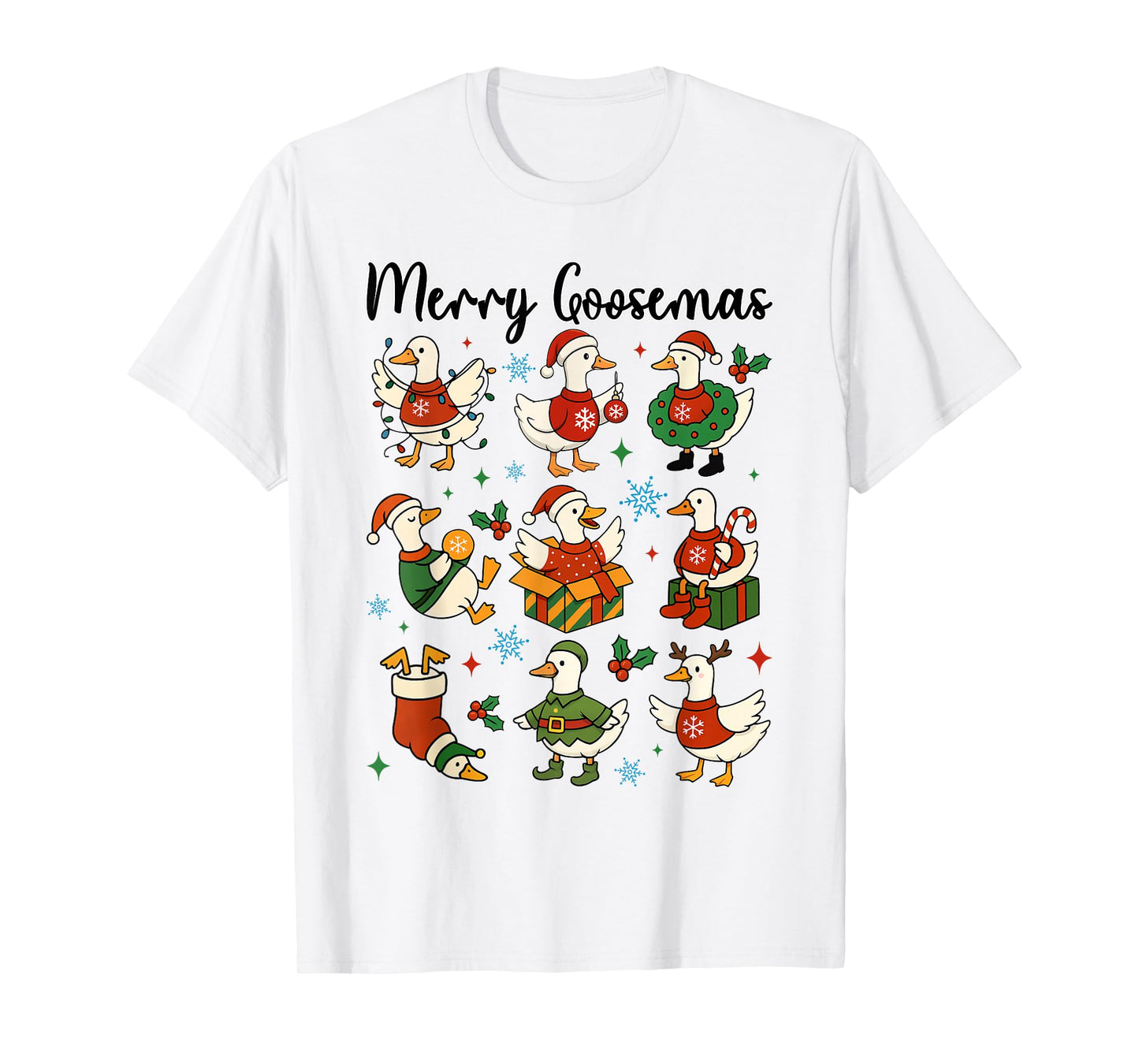 Merry Goosemas Funny Christmas Silly Goose Santa Xmas Vibes T-Shirt