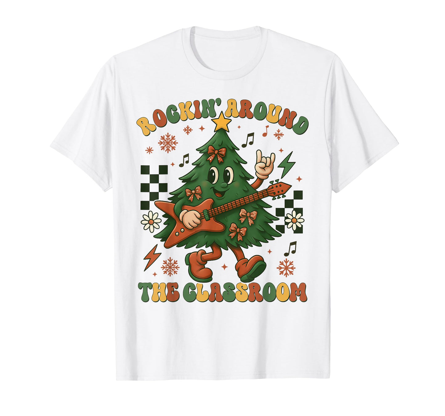 Christmas Tree Rockin' Around The Classroom Teacher Student T-Shirt