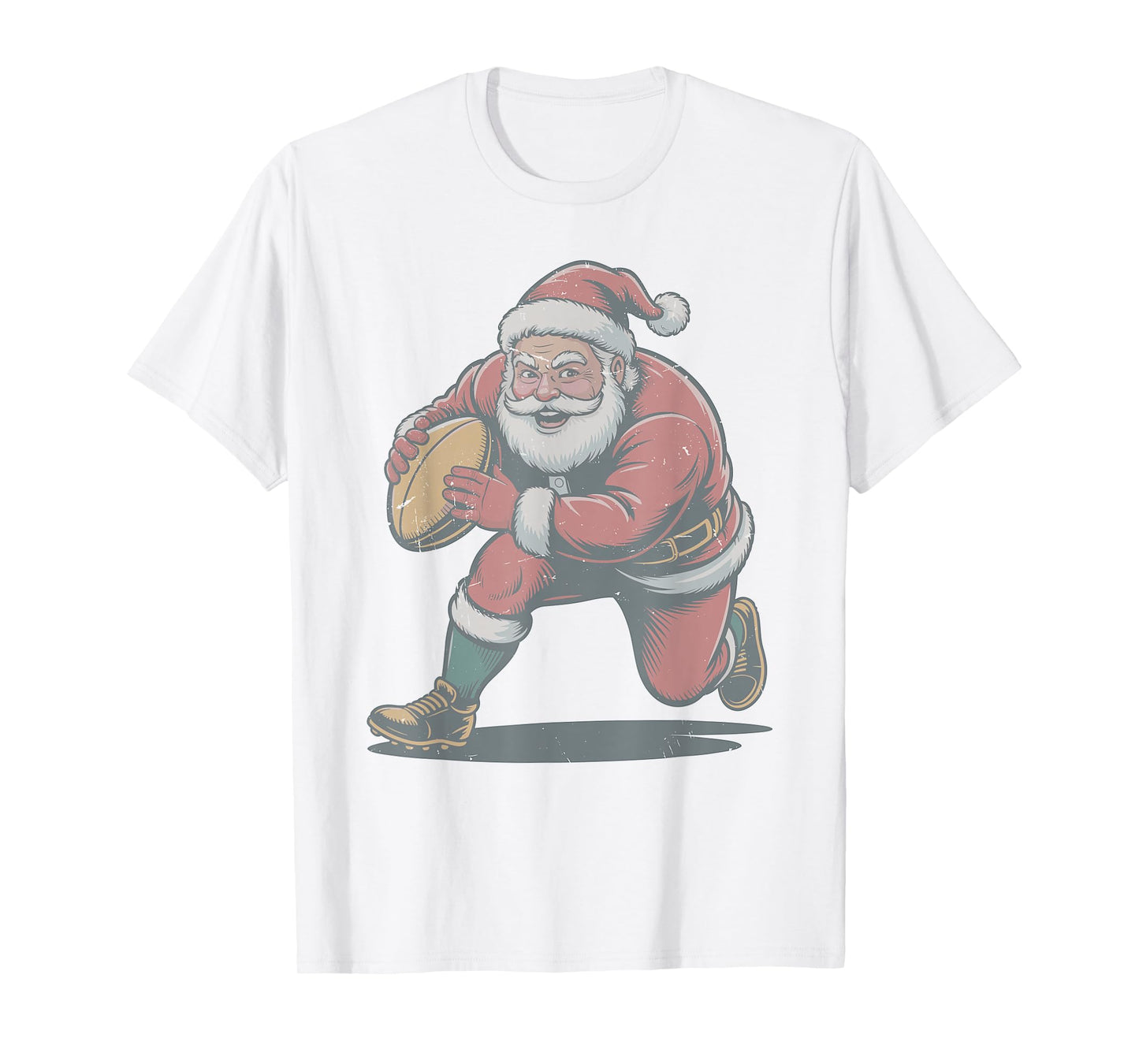 Santa Playing Rugby Christmas Holiday Retro Vintage 90s T-Shirt