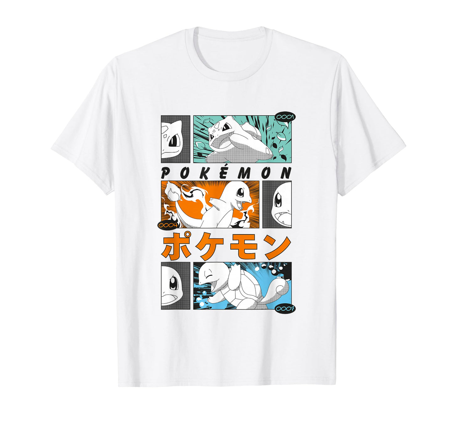 Pokémon Kanto Starters Vintage Manga Action Panels T-Shirt