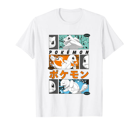 Pokémon Kanto Starters Vintage Manga Action Panels T-Shirt
