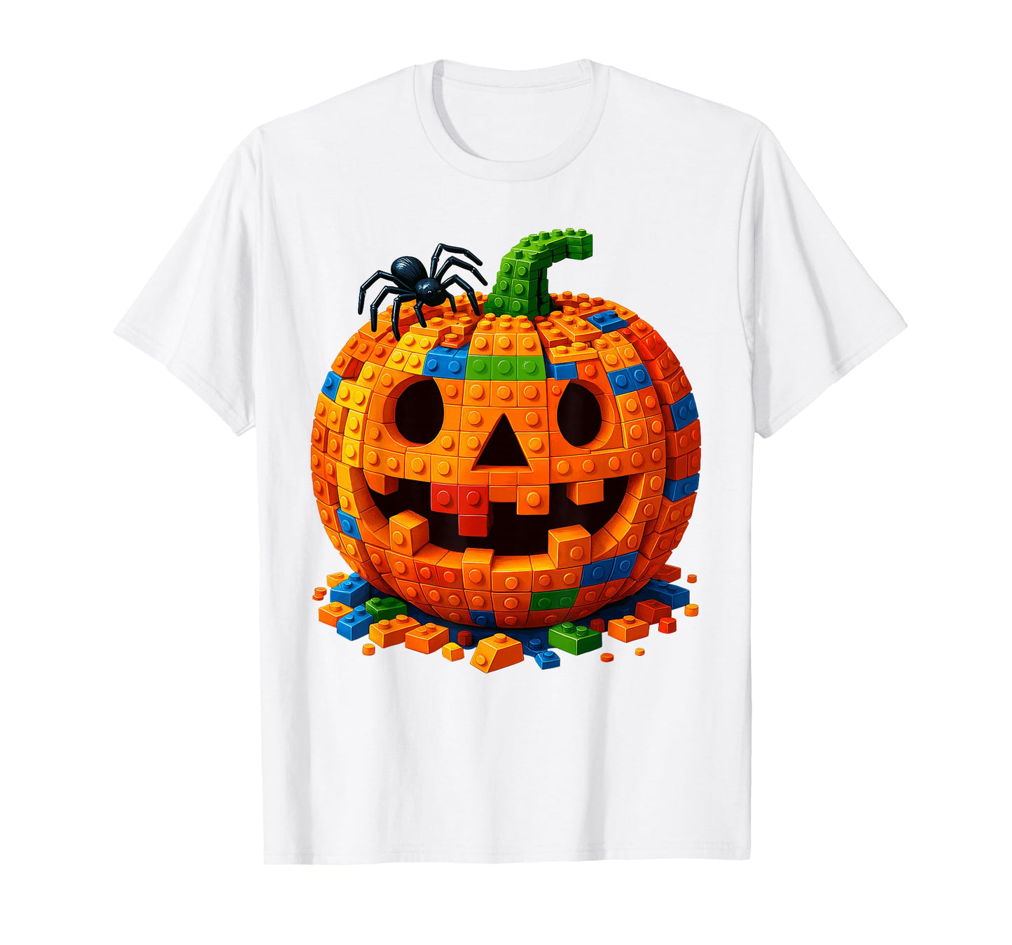 Jack O Lantern Pumpkin Blocks Building Happy Halloween Day T-Shirt