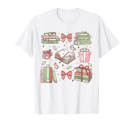 Christmas Book Lover Reading Reader Men Women Kids Xmas T-Shirt