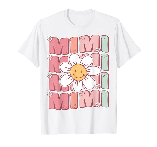 Cute Groovy Mimi 70s Family Birthday Party Daisy Flower T-Shirt