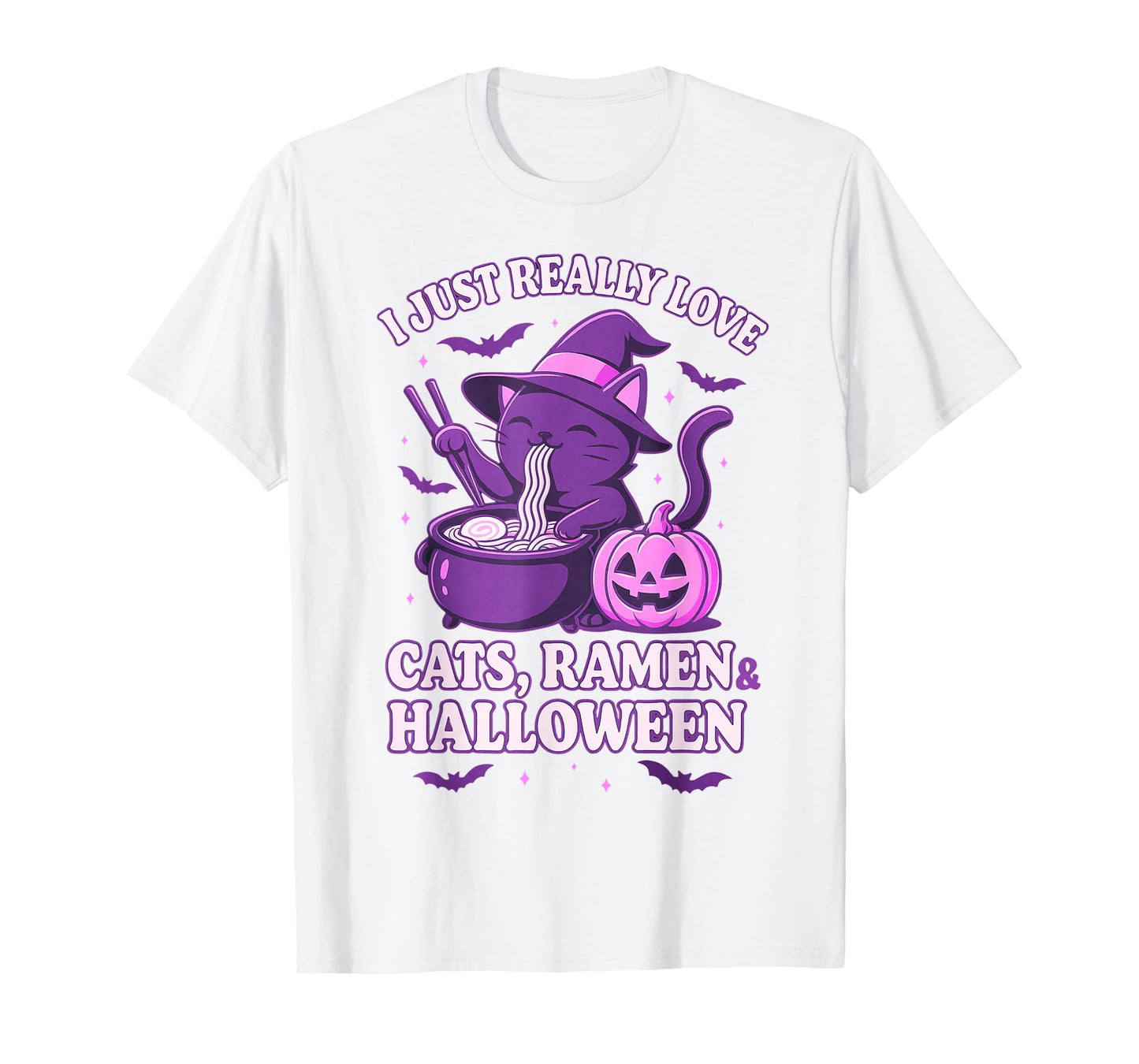 I Just Really Love Cats Halloween and Ramen T-Shirt