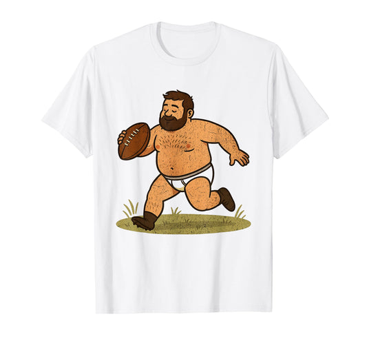Chubby Rugby Bear in Tighty Whities Queer Art Style T-Shirt