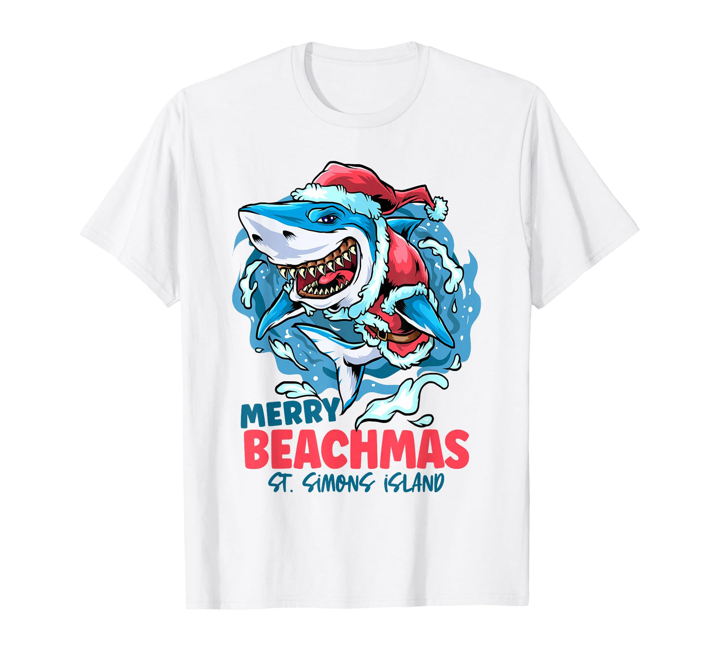 St Simons Island Georgia Merry Beachmas Christmas Santa T-Shirt