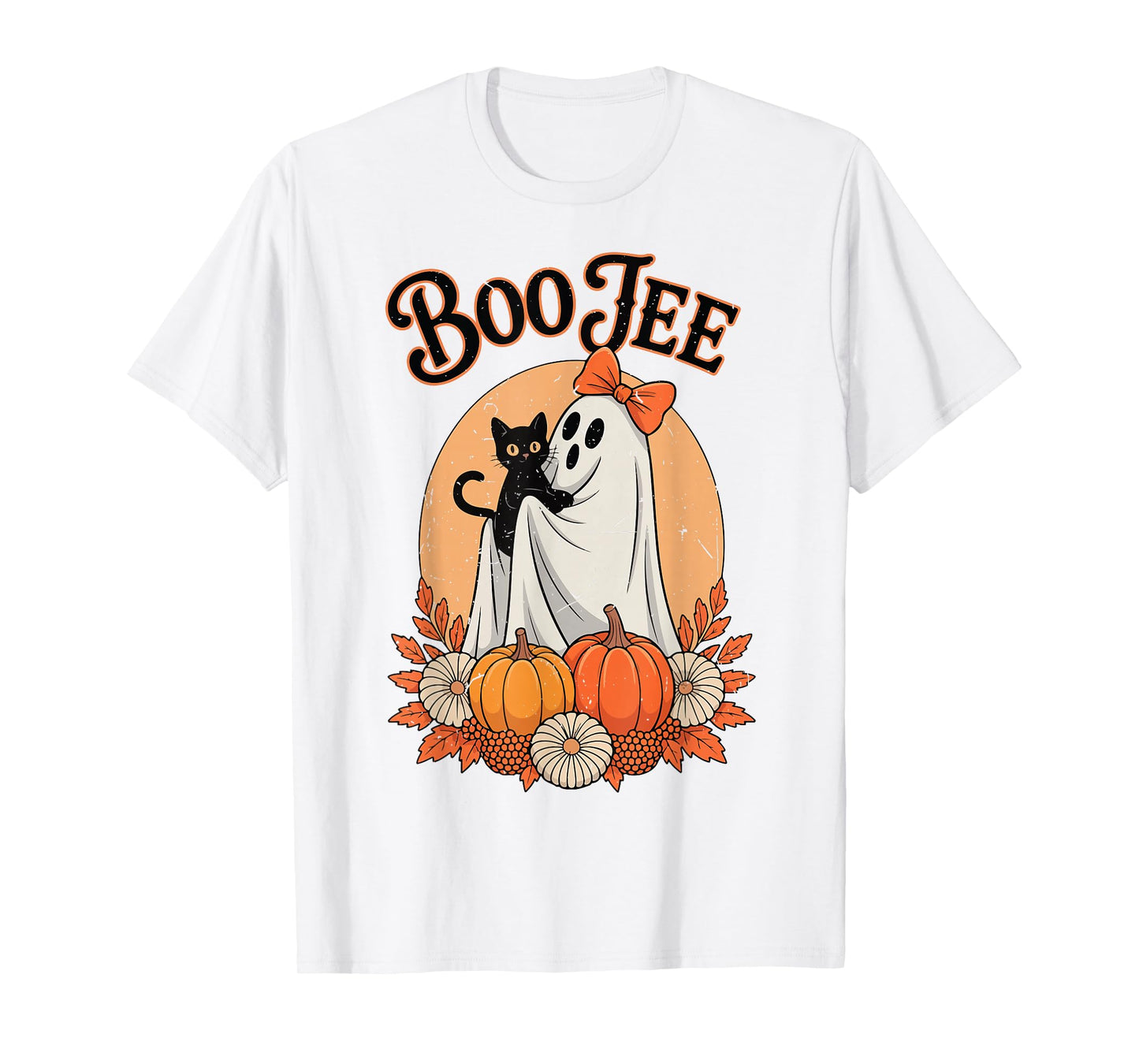 Boo JEE Cute Halloween Ghost Holding Black Cat Girl Toddler T-Shirt