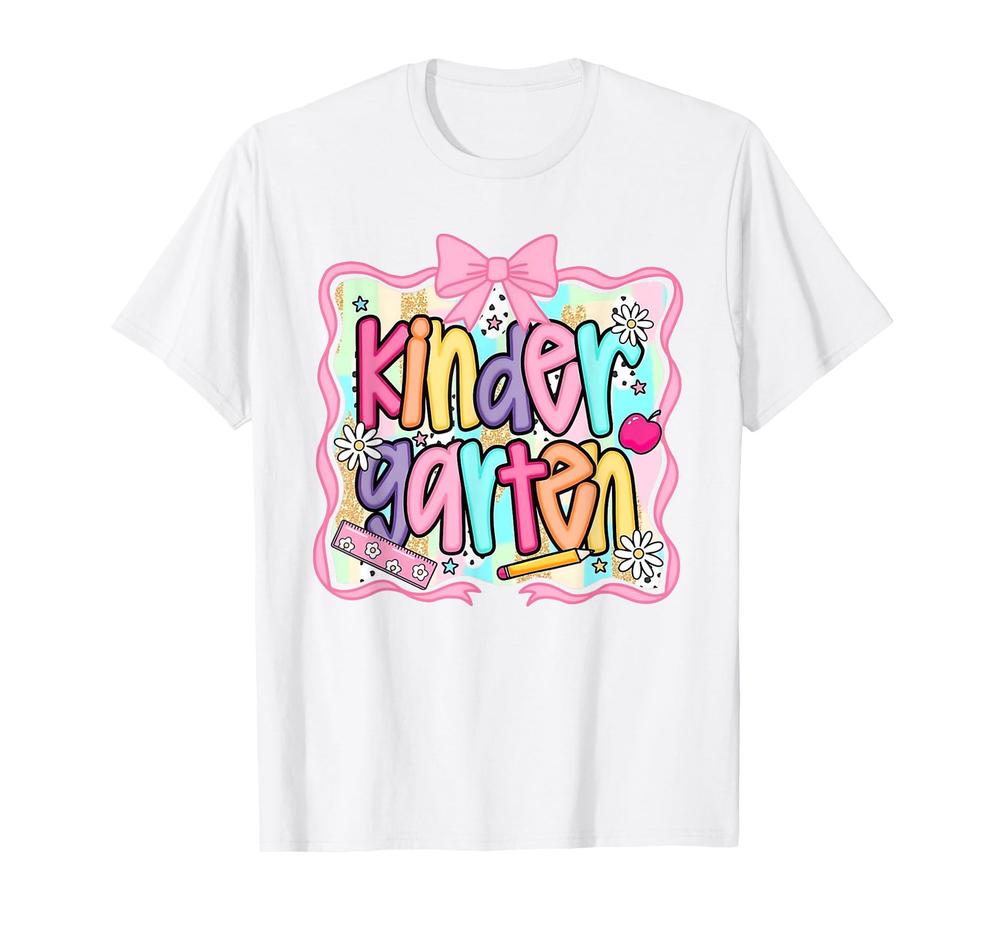 Preppy Kindergarten Teacher Groovy Floral Coquette Pencil T-Shirt